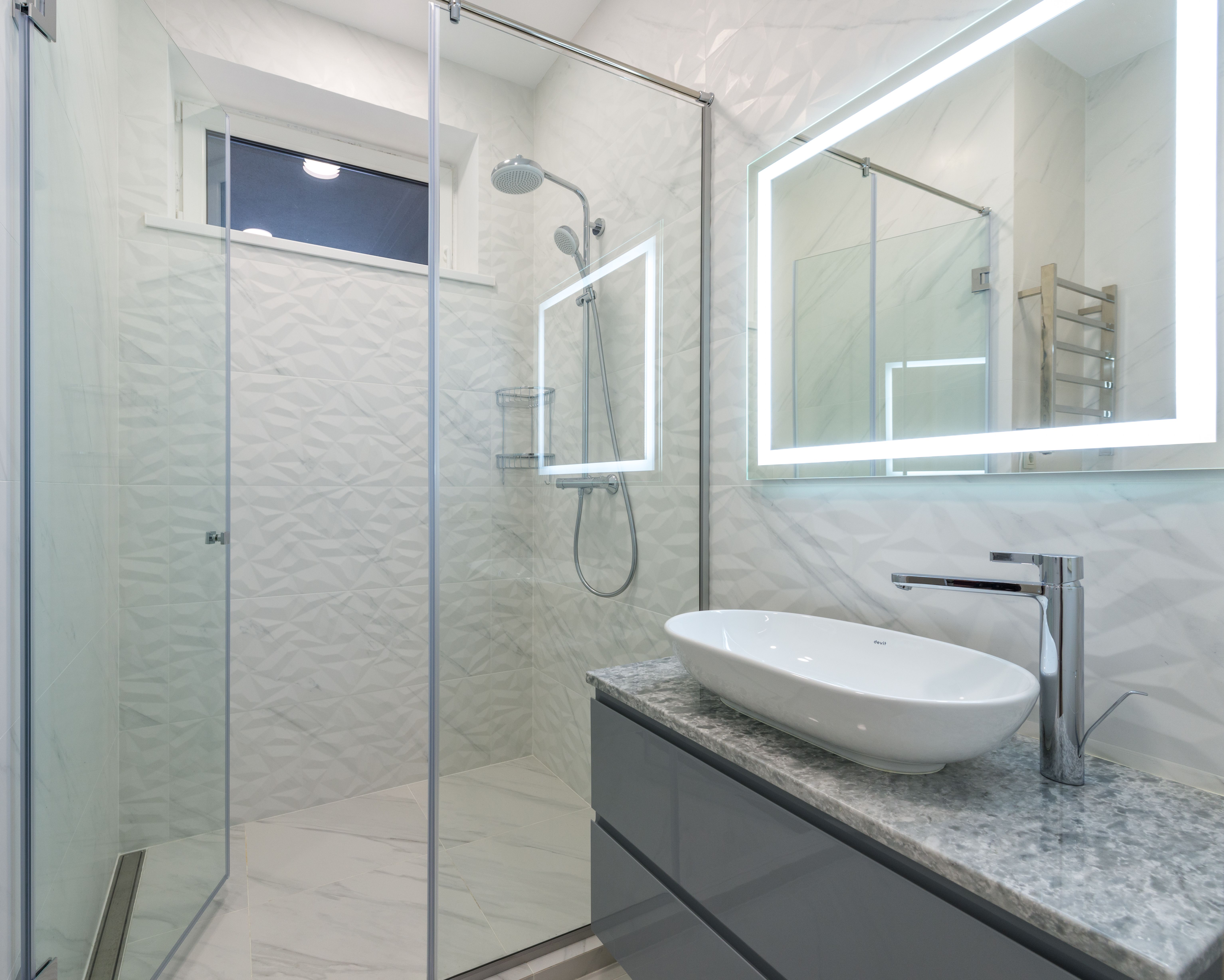 Modern bathroom with walk-in shower